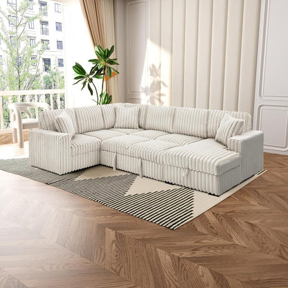 Canapé-lit gigogne Roomfitters de 307 cm, en tissu moelleux, confortable et rembourré, canapé-lit sectionnel surdimensionné en forme de U