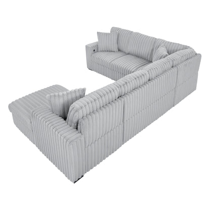 Canapé-lit gigogne Roomfitters de 307 cm, en tissu moelleux, confortable et rembourré, canapé-lit sectionnel surdimensionné en forme de U