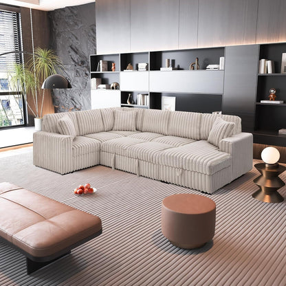 Canapé-lit gigogne Roomfitters de 307 cm, en tissu moelleux, confortable et rembourré, canapé-lit sectionnel surdimensionné en forme de U