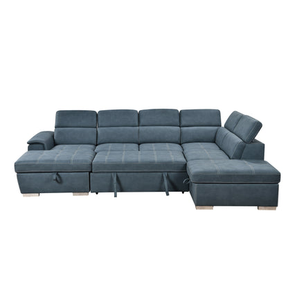 Canapé sectionnel en U Roomfitters 128 avec poufs, canapé modulaire réversible 7 places avec siège de rangement