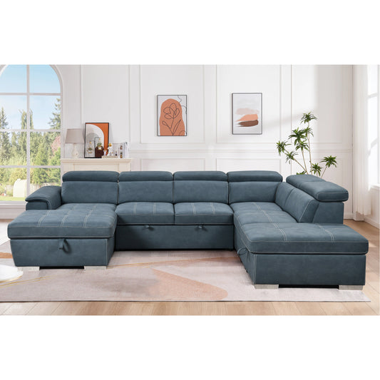 Canapé sectionnel en U Roomfitters 128 avec poufs, canapé modulaire réversible 7 places avec siège de rangement