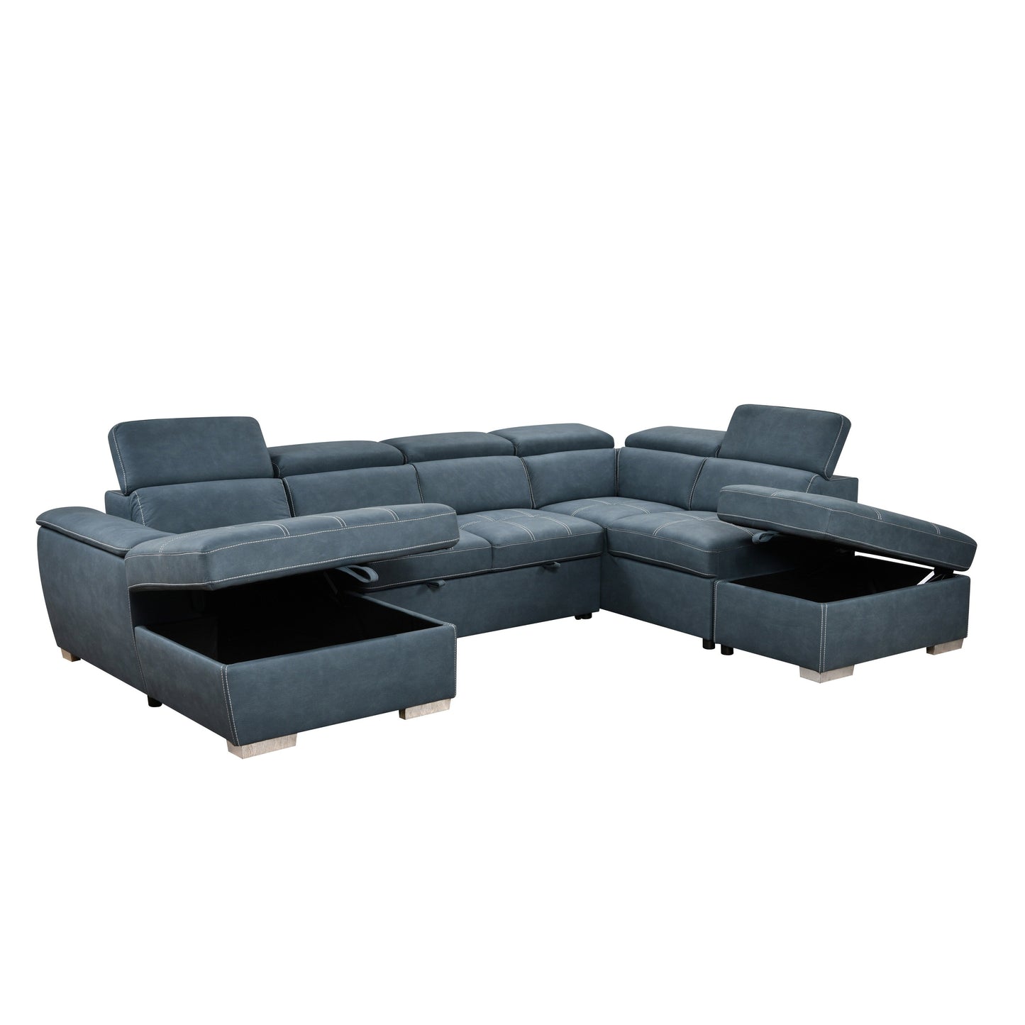 Canapé sectionnel en U Roomfitters 128 avec poufs, canapé modulaire réversible 7 places avec siège de rangement