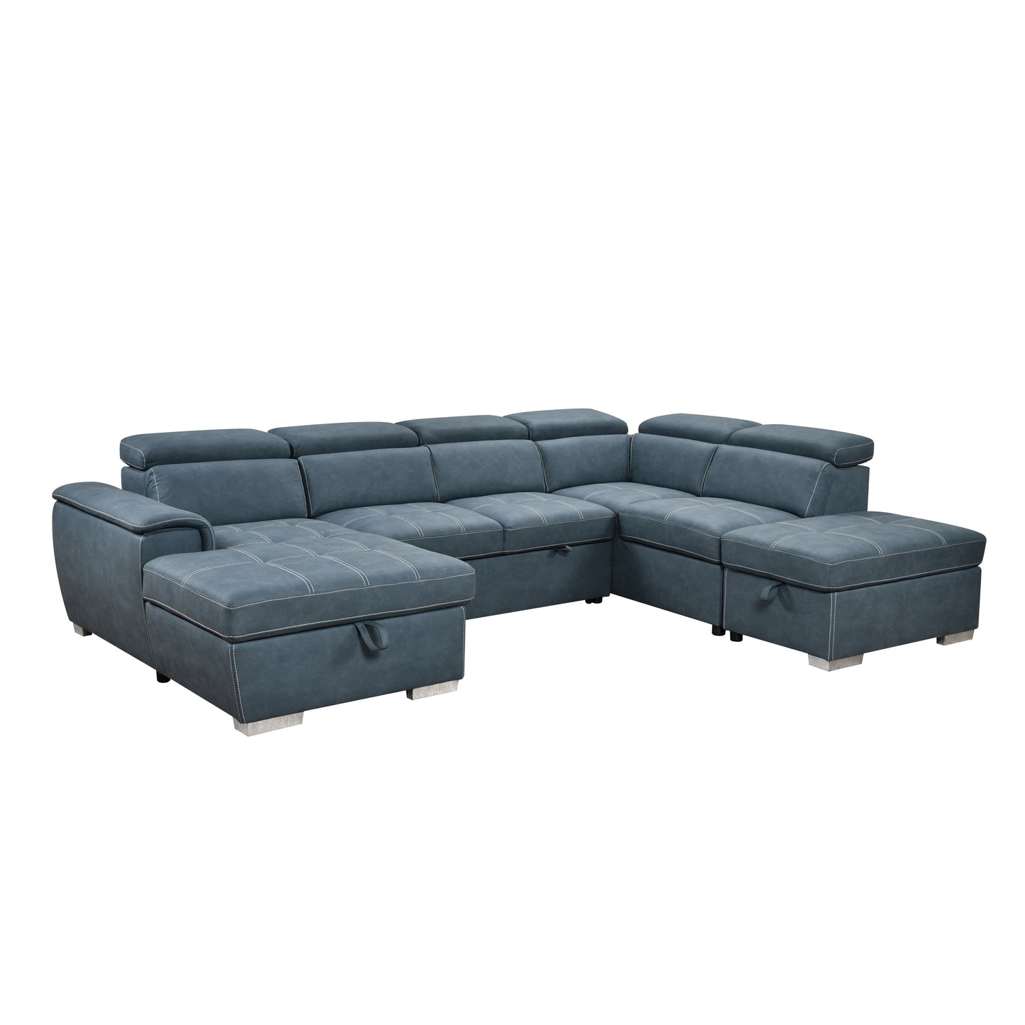 Canapé sectionnel en U Roomfitters 128 avec poufs, canapé modulaire réversible 7 places avec siège de rangement