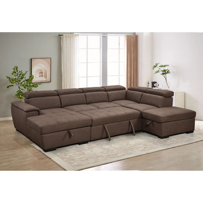 Canapé sectionnel en U Roomfitters 128 avec poufs, canapé modulaire réversible 7 places avec siège de rangement