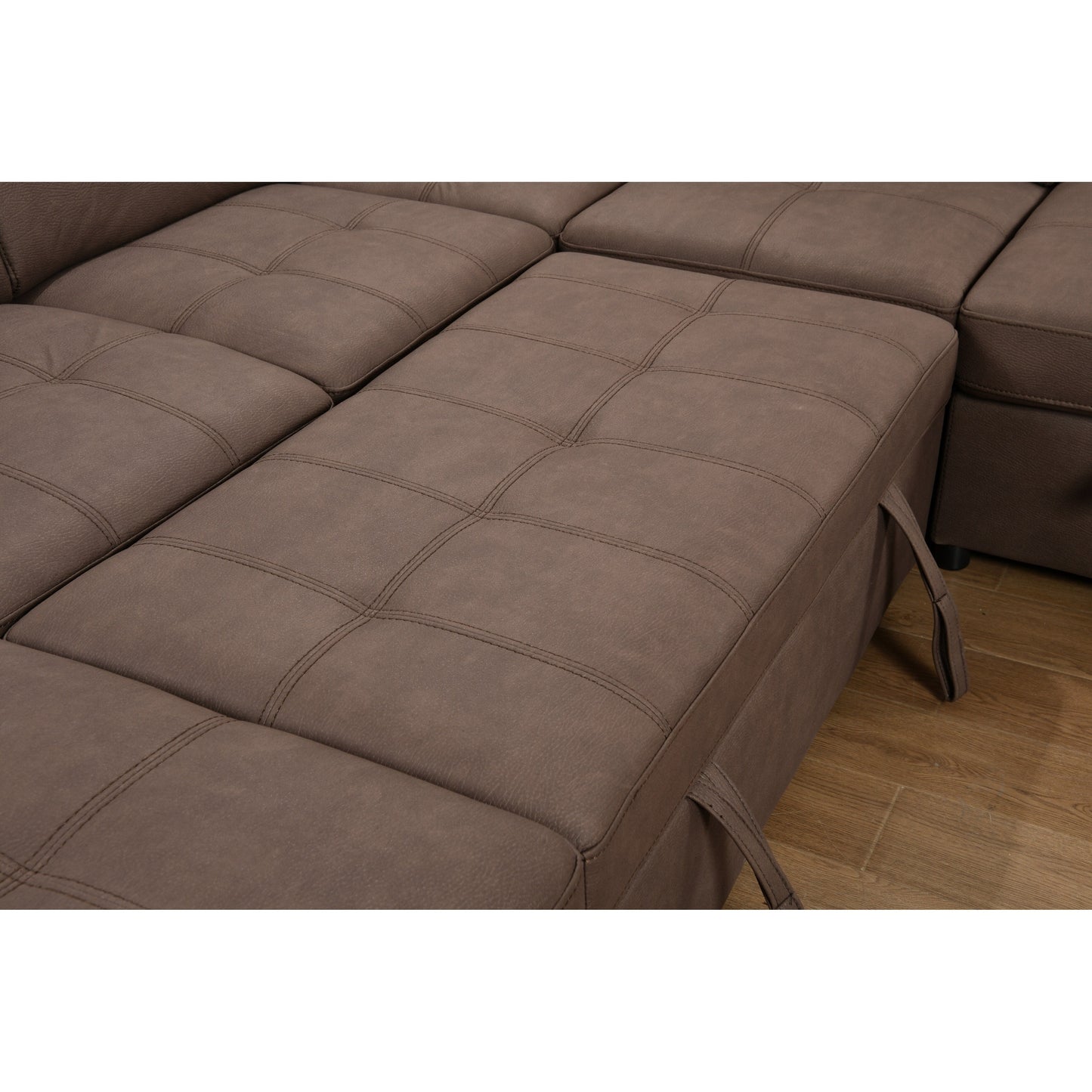 Canapé sectionnel en U Roomfitters 128 avec poufs, canapé modulaire réversible 7 places avec siège de rangement