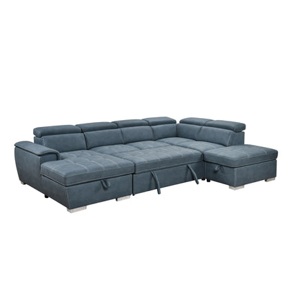 Canapé sectionnel en U Roomfitters 128 avec poufs, canapé modulaire réversible 7 places avec siège de rangement