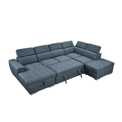 Canapé sectionnel en U Roomfitters 128 avec poufs, canapé modulaire réversible 7 places avec siège de rangement