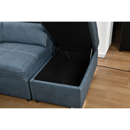Canapé sectionnel en U Roomfitters 128 avec poufs, canapé modulaire réversible 7 places avec siège de rangement