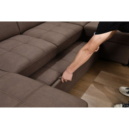 Canapé sectionnel en U Roomfitters 128 avec poufs, canapé modulaire réversible 7 places avec siège de rangement