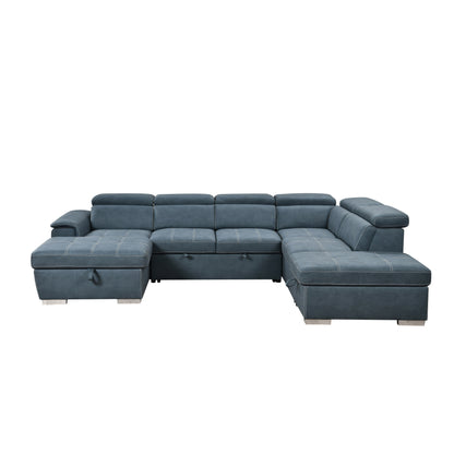 Canapé sectionnel en U Roomfitters 128 avec poufs, canapé modulaire réversible 7 places avec siège de rangement