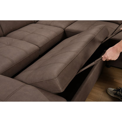 Canapé sectionnel en U Roomfitters 128 avec poufs, canapé modulaire réversible 7 places avec siège de rangement