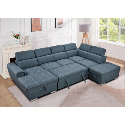 Canapé sectionnel en U Roomfitters 128 avec poufs, canapé modulaire réversible 7 places avec siège de rangement