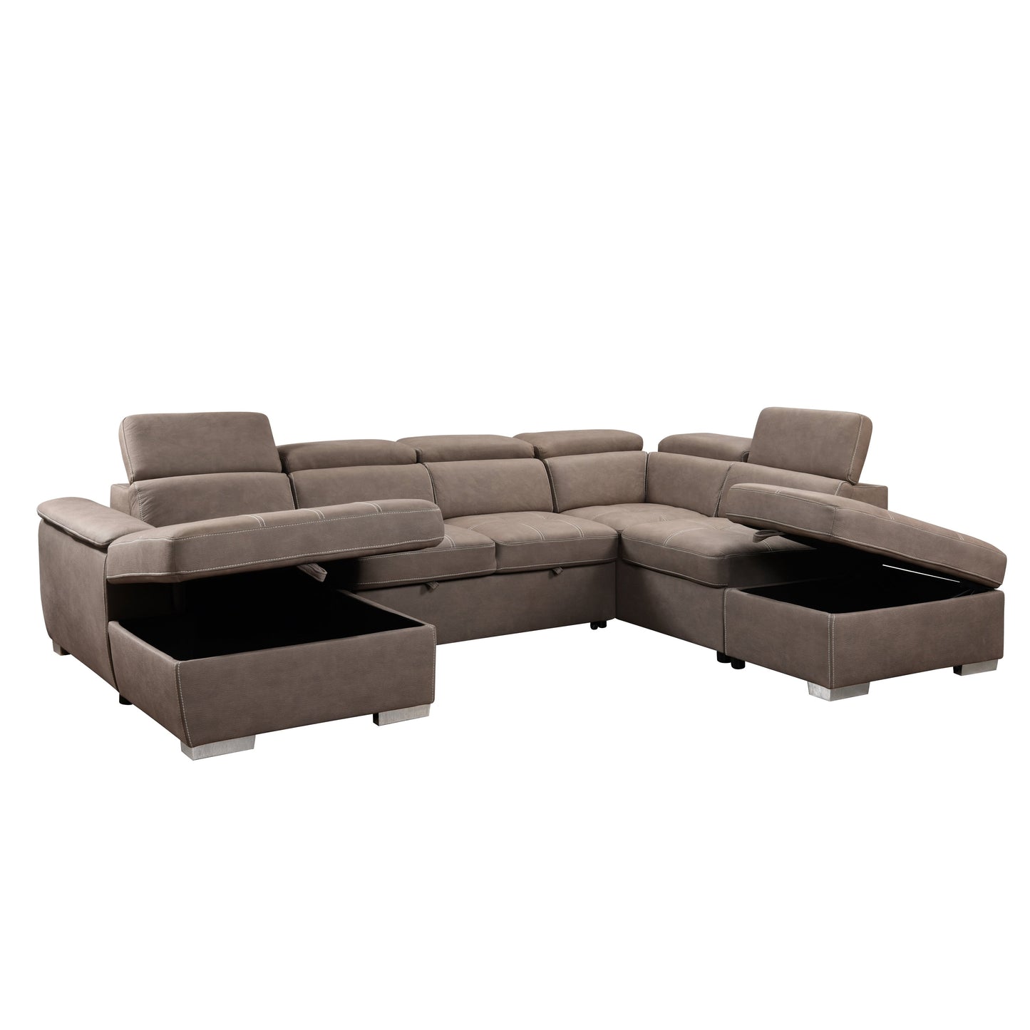 Canapé sectionnel en U Roomfitters 128 avec poufs, ensemble de canapés modulaires réversibles avec rangement