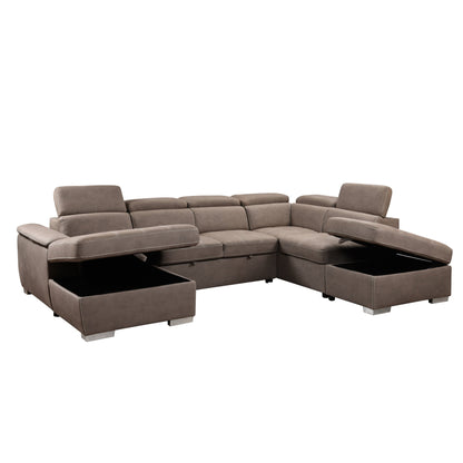 Canapé sectionnel en U Roomfitters 128 avec poufs, ensemble de canapés modulaires réversibles avec rangement