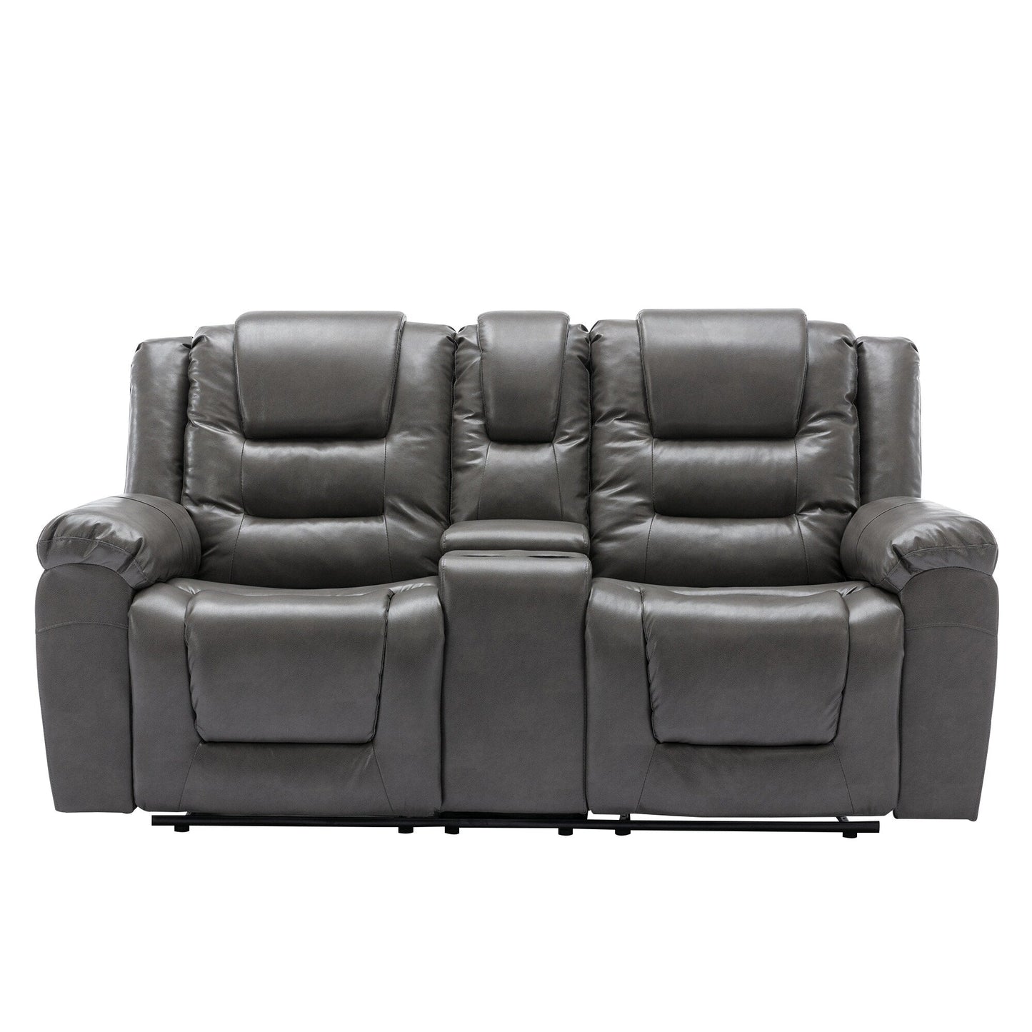 Fauteuil inclinable manuel 2 places pour home cinéma Roomfitters, avec coffre de rangement et porte-gobelets, gris