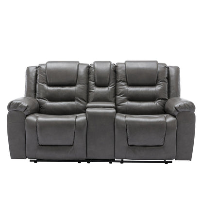 Fauteuil inclinable manuel 2 places pour home cinéma Roomfitters, avec coffre de rangement et porte-gobelets, gris