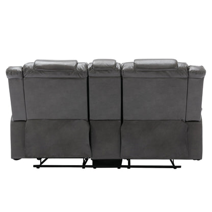 Fauteuil inclinable manuel 2 places pour home cinéma Roomfitters, avec coffre de rangement et porte-gobelets, gris