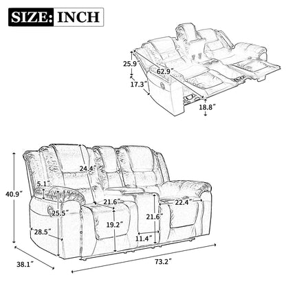 Fauteuil inclinable manuel 2 places pour home cinéma Roomfitters, avec coffre de rangement et porte-gobelets, gris