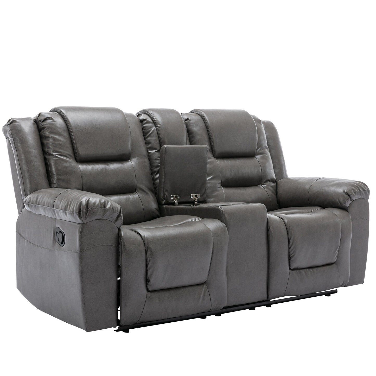 Fauteuil inclinable manuel 2 places pour home cinéma Roomfitters, avec coffre de rangement et porte-gobelets, gris