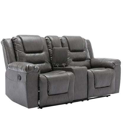 Fauteuil inclinable manuel 2 places pour home cinéma Roomfitters, avec coffre de rangement et porte-gobelets, gris