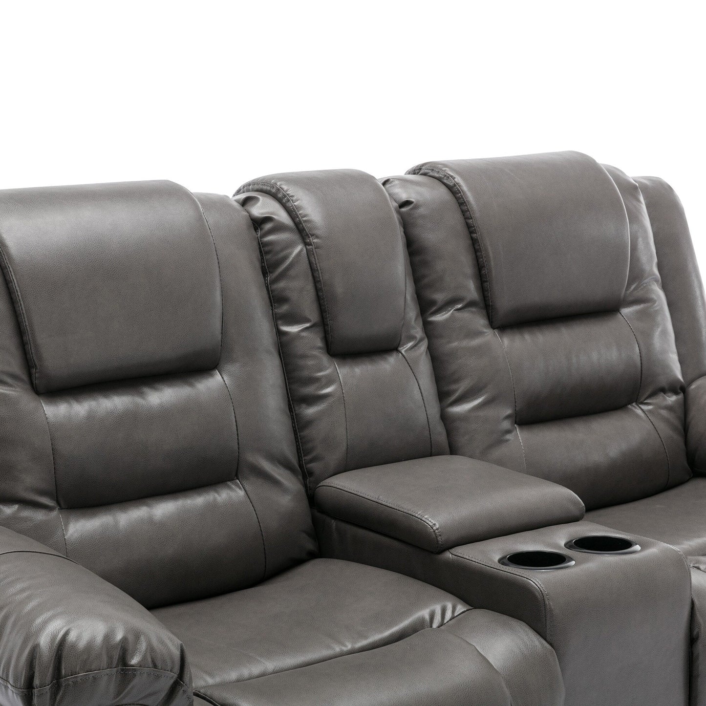 Fauteuil inclinable manuel 2 places pour home cinéma Roomfitters, avec coffre de rangement et porte-gobelets, gris