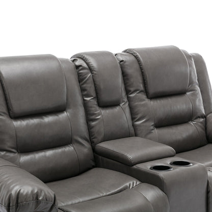 Fauteuil inclinable manuel 2 places pour home cinéma Roomfitters, avec coffre de rangement et porte-gobelets, gris