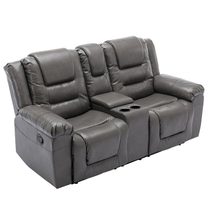 Fauteuil inclinable manuel 2 places pour home cinéma Roomfitters, avec coffre de rangement et porte-gobelets, gris
