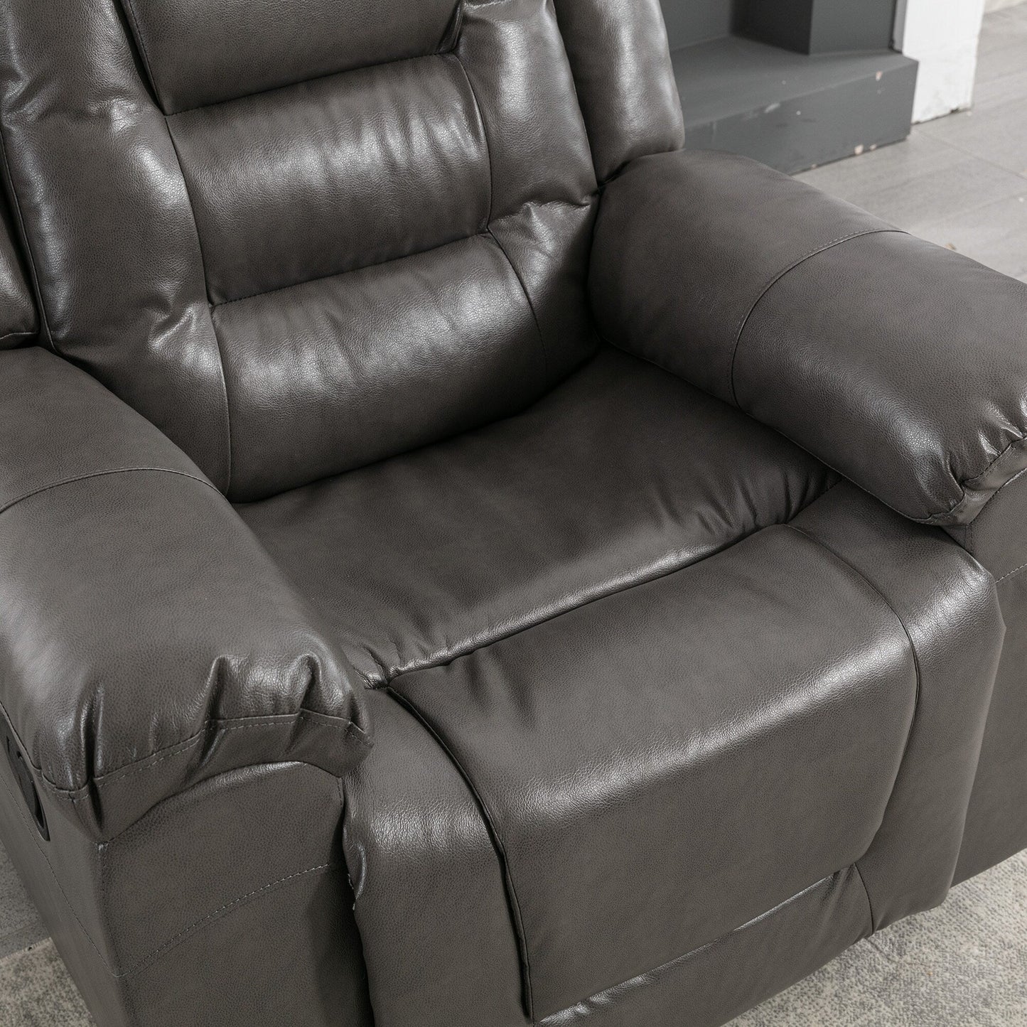 Fauteuil inclinable manuel 2 places pour home cinéma Roomfitters, avec coffre de rangement et porte-gobelets, gris