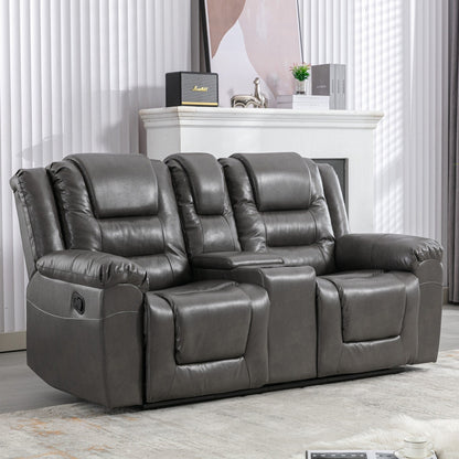 Fauteuil inclinable manuel 2 places pour home cinéma Roomfitters, avec coffre de rangement et porte-gobelets, gris