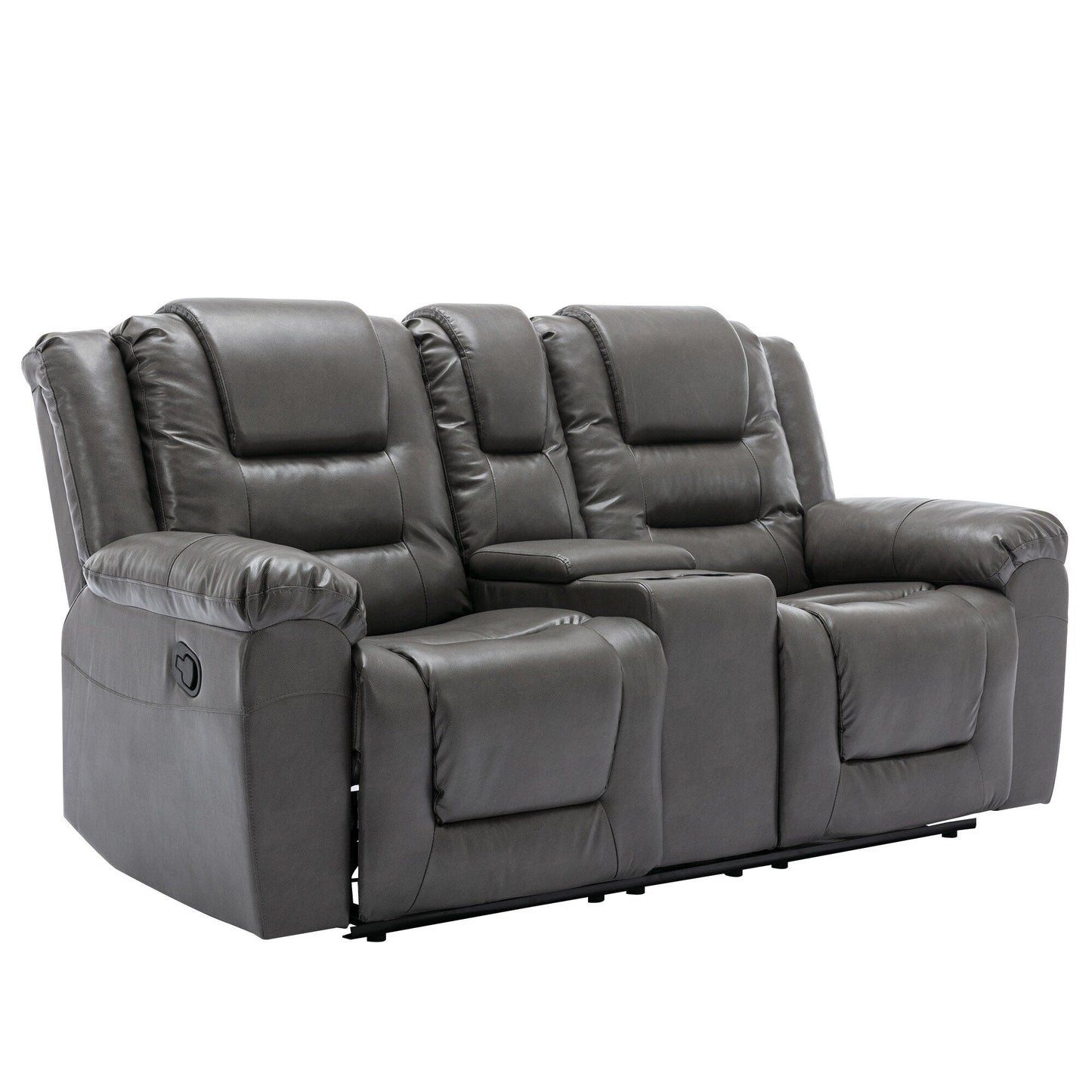 Fauteuil inclinable manuel 2 places pour home cinéma Roomfitters, avec coffre de rangement et porte-gobelets, gris