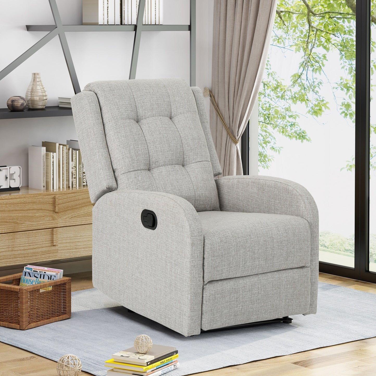 Fauteuil inclinable standard manuel Roomfitters 24,75 pouces, confortable pour salon et chambre, beige