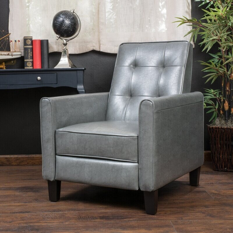 Fauteuil club inclinable manuel Roomfitters 26,75 pouces avec accoudoirs roulés et rembourrage moelleux pour un confort optimal, gris foncé