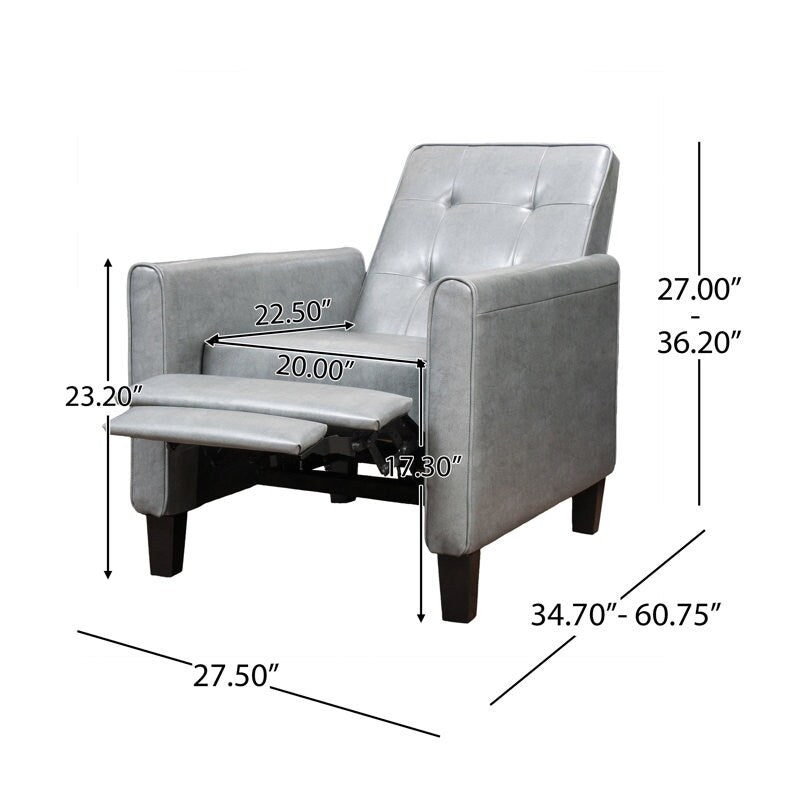 Fauteuil club inclinable manuel Roomfitters 26,75 pouces avec accoudoirs roulés et rembourrage moelleux pour un confort optimal, gris foncé