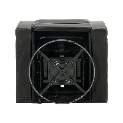 Fauteuil inclinable électrique pivotant à 270° en cuir synthétique avec support de dossier, tablette, support de téléphone, port USB et rangement dissimulé pour les accoudoirs.