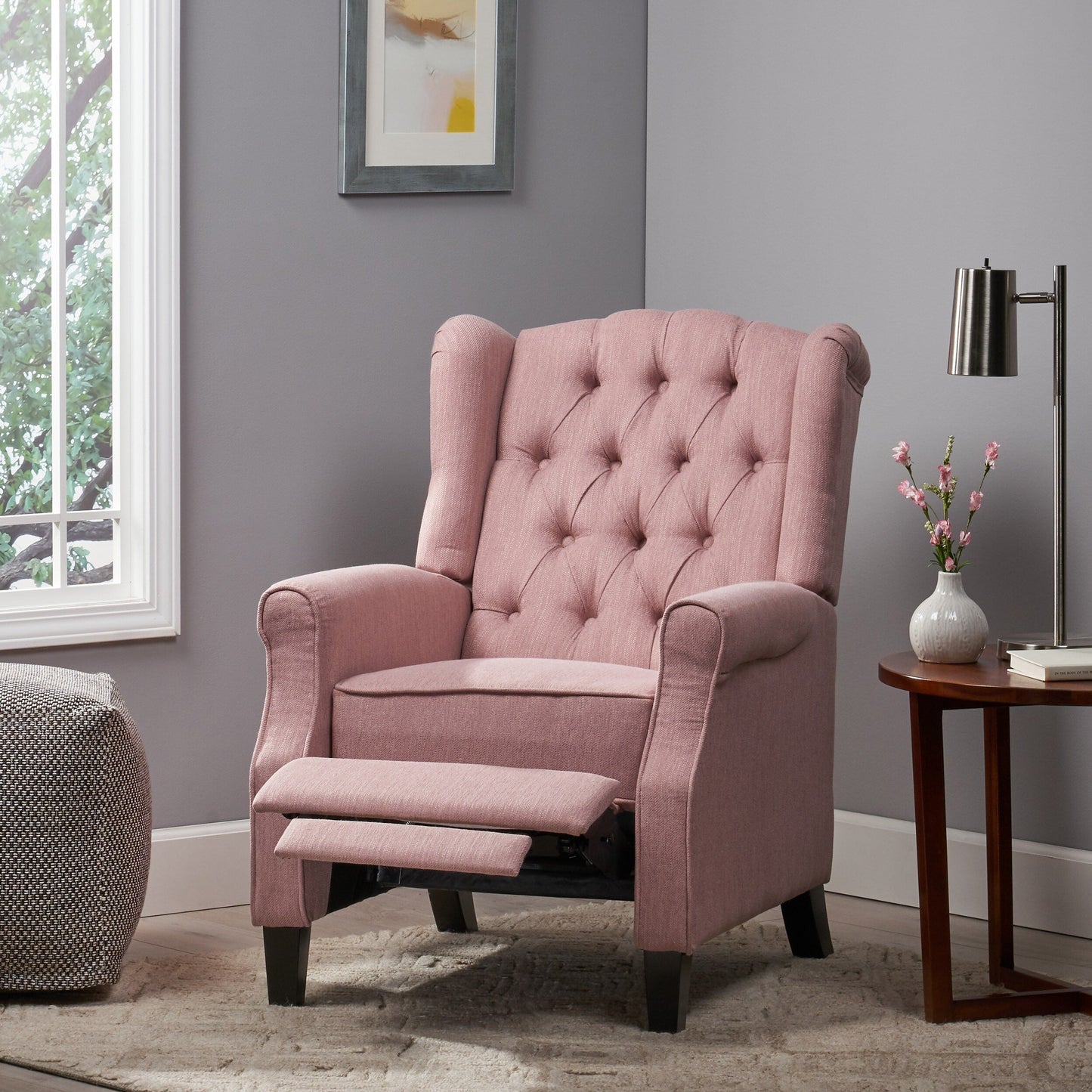 Fauteuil inclinable manuel large Roomfitters 28 pouces, élégant fauteuil inclinable pour salon, chambre, rose