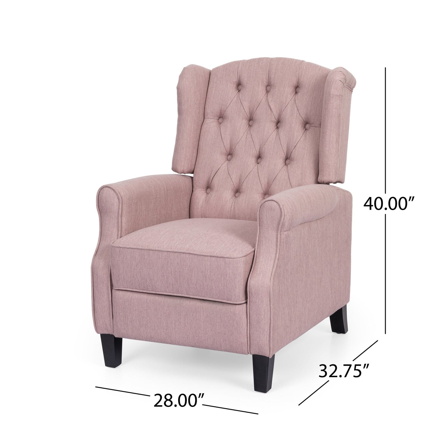 Fauteuil inclinable manuel large Roomfitters 28 pouces, élégant fauteuil inclinable pour salon, chambre, rose