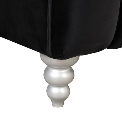 Ensemble de canapé 3 pièces Roomfitters avec pieds en bois massif, dossier capitonné à boutons et revêtement en polaire hollandaise, comprend un canapé trois places