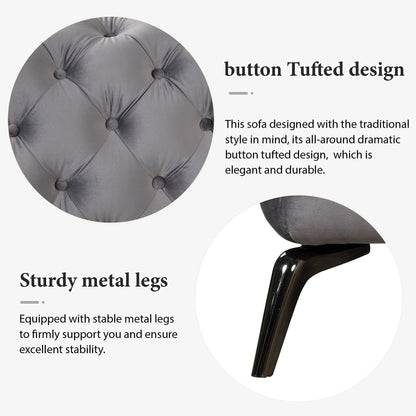 Ensemble de canapés rembourrés en velours 3 pièces Roomfitters avec pieds en métal robustes, comprenant un canapé trois places, une causeuse et une chaise simple