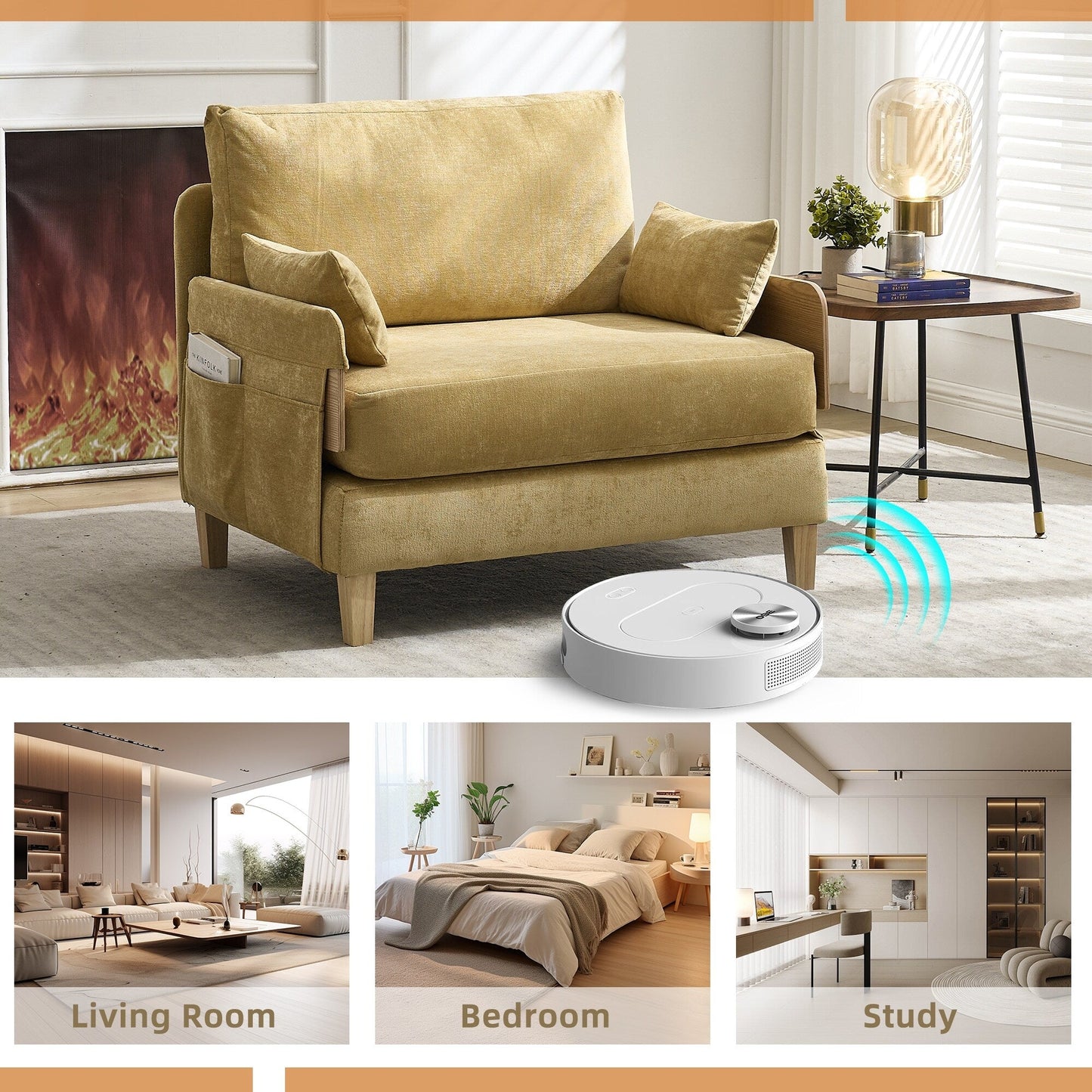 Canapé-lit inclinable pliable 3 en 1 Roomfitters, convertible avec oreillers pour petits espaces, chambre ou bureau