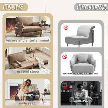 Canapé-lit inclinable pliable 3 en 1 Roomfitters, convertible avec oreillers pour petits espaces, chambre ou bureau