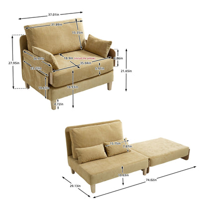 Canapé-lit inclinable pliable 3 en 1 Roomfitters, convertible avec oreillers pour petits espaces, chambre ou bureau