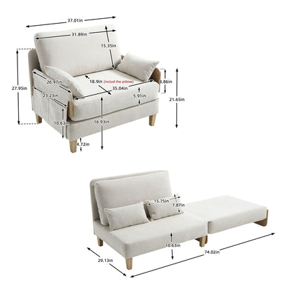 Canapé-lit inclinable pliable 3 en 1 Roomfitters, convertible avec oreillers pour petits espaces, chambre ou bureau