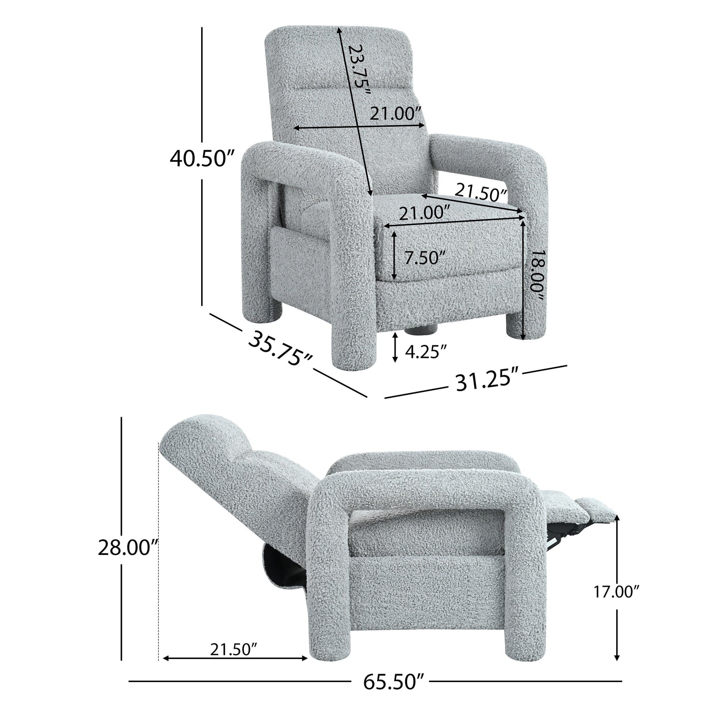 Fauteuil inclinable rembourré Roomfitters 31.25 pour salon