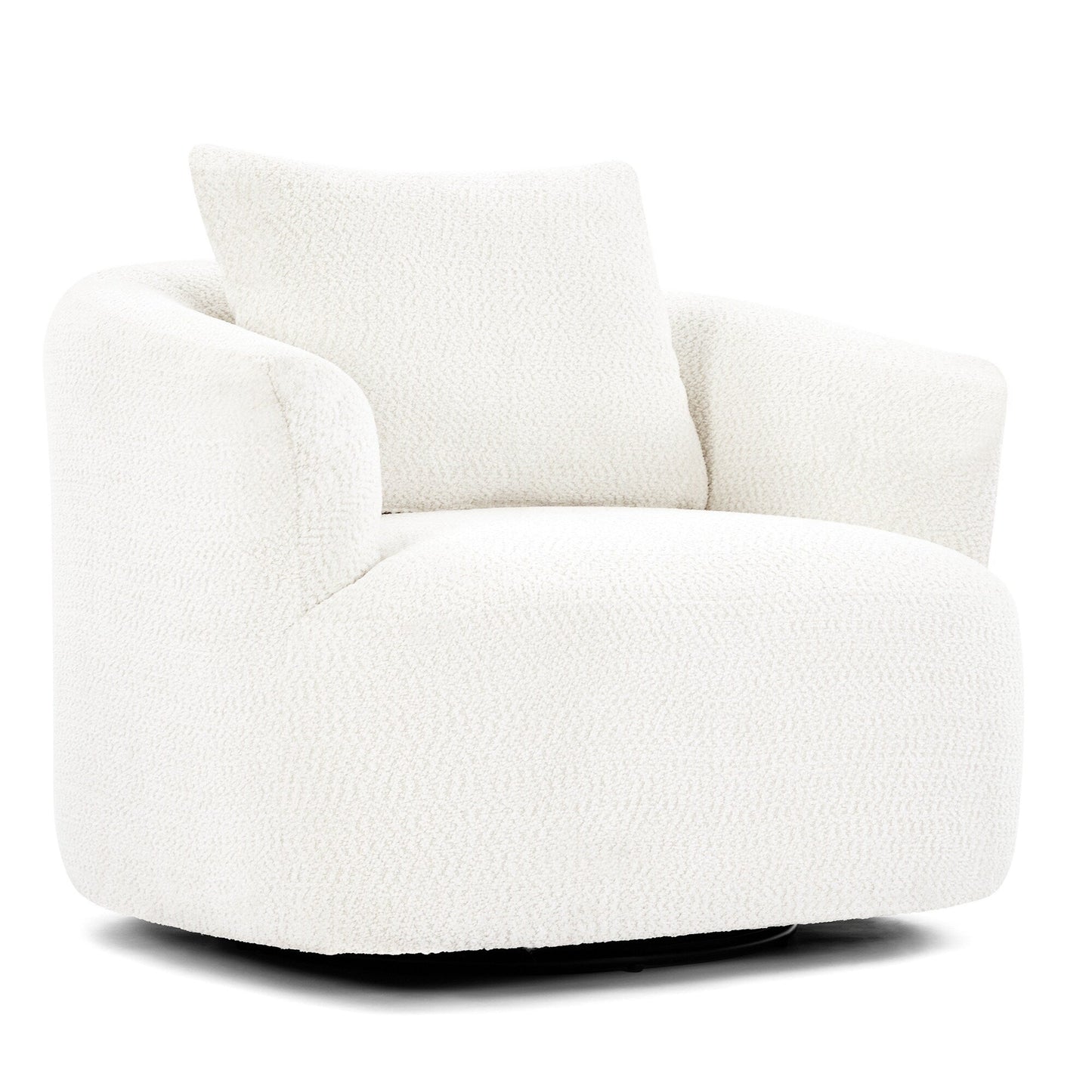 Roomfitters Fauteuil pivotant 360° en chenille rembourré avec coussin décoratif pour salon, chambre, bureau, hôtel