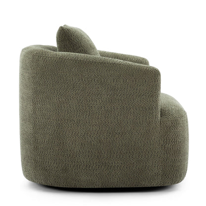Roomfitters Fauteuil pivotant 360° en chenille rembourré avec coussin décoratif pour salon, chambre, bureau, hôtel
