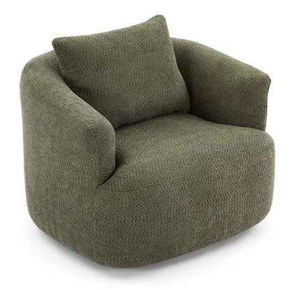 Roomfitters Fauteuil pivotant 360° en chenille rembourré avec coussin décoratif pour salon, chambre, bureau, hôtel