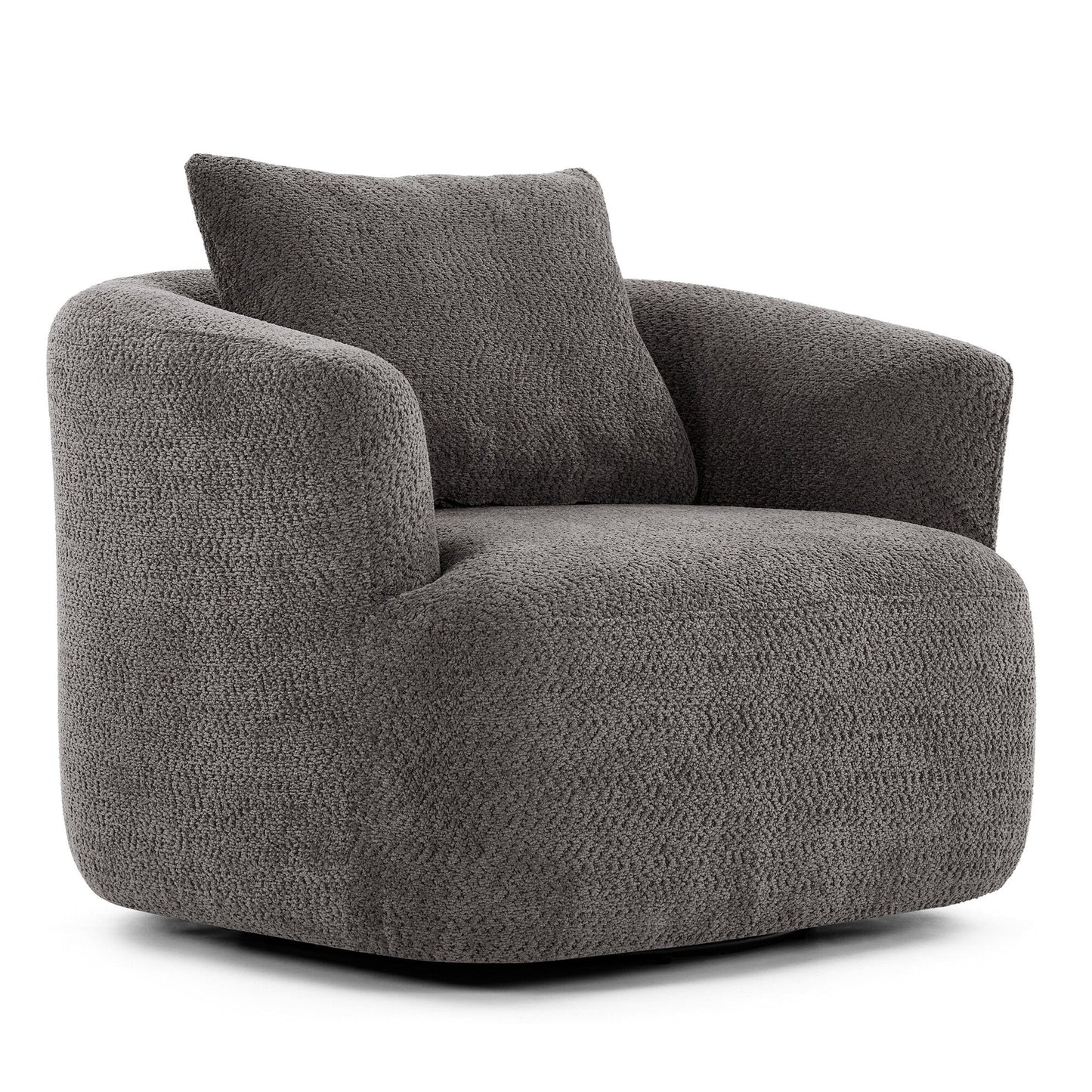 Roomfitters Fauteuil pivotant 360° en chenille rembourré avec coussin décoratif pour salon, chambre, bureau, hôtel