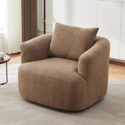 Roomfitters Fauteuil pivotant 360° en chenille rembourré avec coussin décoratif pour salon, chambre, bureau, hôtel