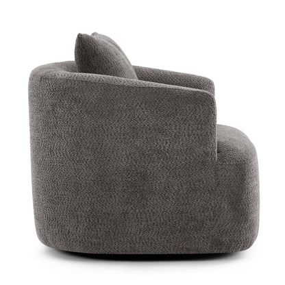 Roomfitters Fauteuil pivotant 360° en chenille rembourré avec coussin décoratif pour salon, chambre, bureau, hôtel