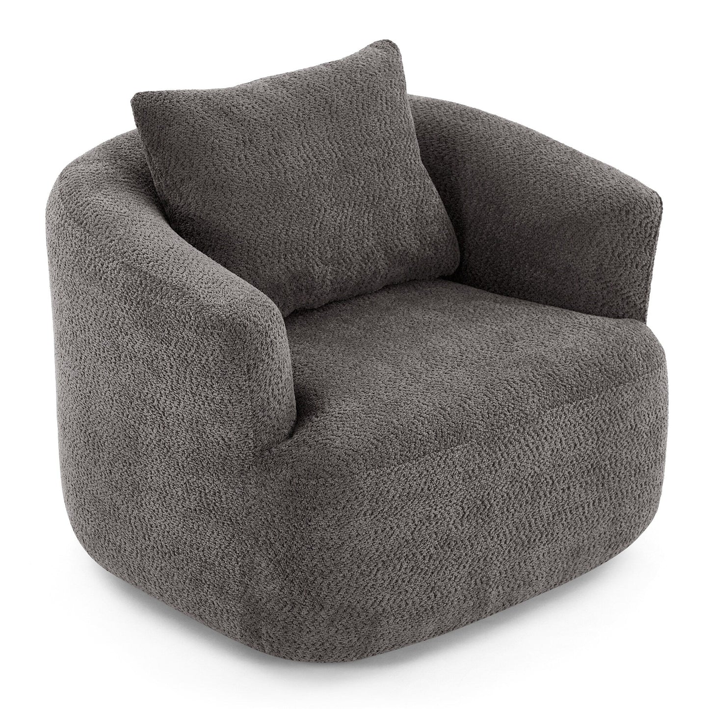 Roomfitters Fauteuil pivotant 360° en chenille rembourré avec coussin décoratif pour salon, chambre, bureau, hôtel
